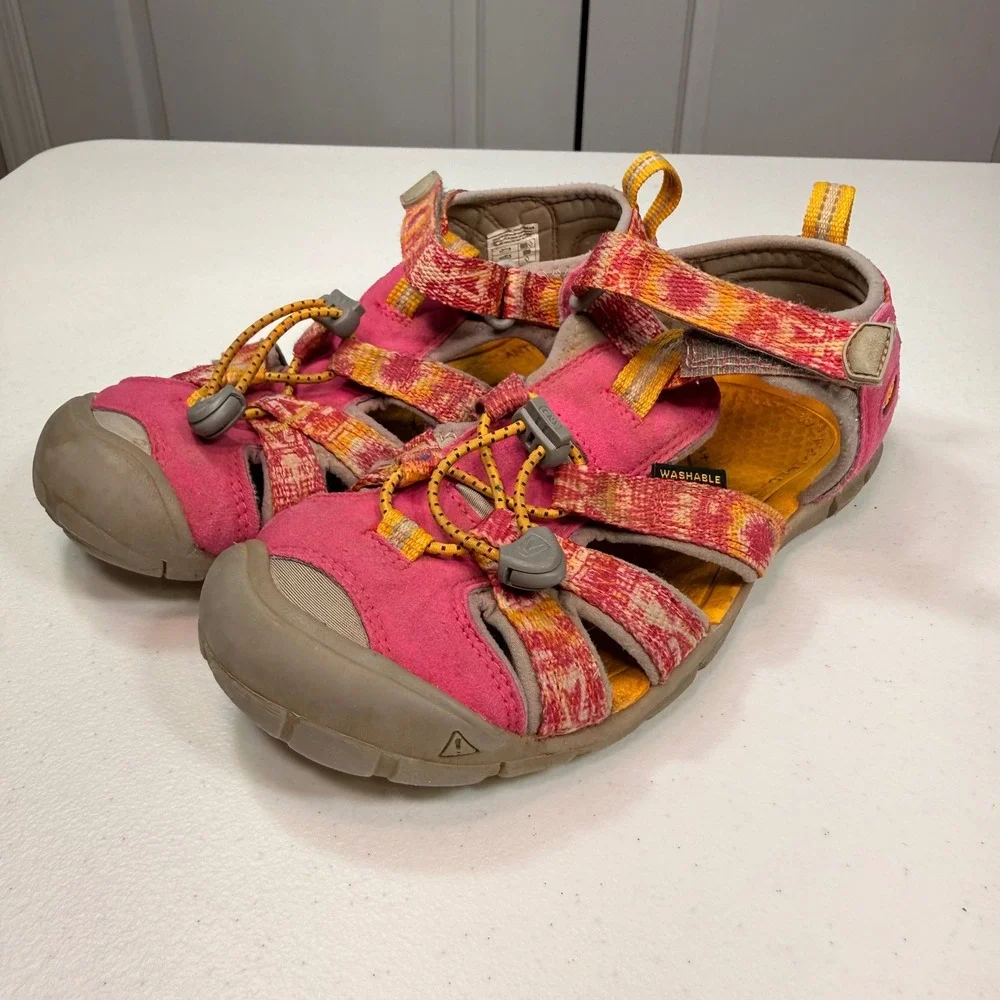 Keen CNX Sport Sandals Pink Orange Tie Dye Waterproof Outdoor Girls Size 13/1